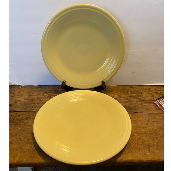 Fiestaware Two Retired Yellow 10 ½” Classic Rim Dinner Plates - Picture 1 of 4
